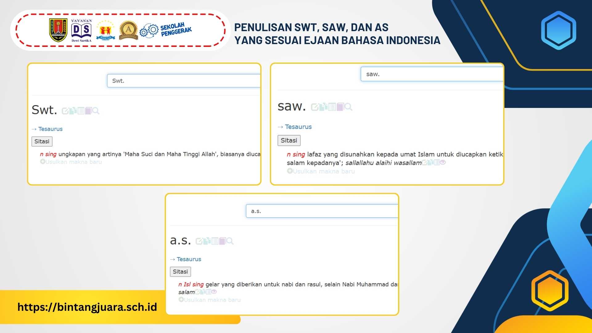 penulisan Swt. dan saw. sesuai EBI